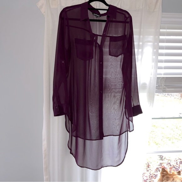 Express Tops - Long Sheer Button up